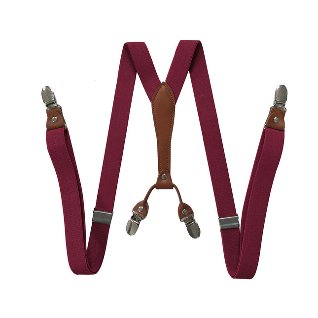 Leather Suspenders For Men Women Adjustable Elastic Y Back Mens Suspenders 4 Clips