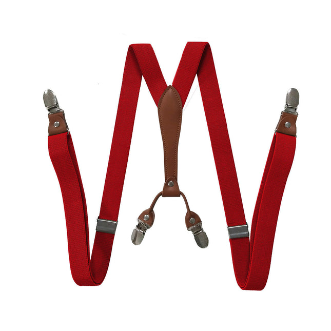 Leather Suspenders For Men Women Adjustable Elastic Y Back Mens Suspenders 4 Clips
