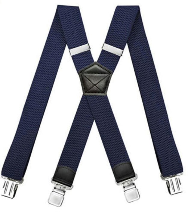Suspenders for Men 4 Clips Heavy Duty X- Back Adjustable Elastic Suspenders Solid Suspenders