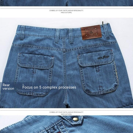Men's Classic Cargo Denim Shorts Jeans with Multi Pockets