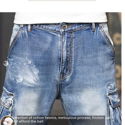 Men's Cargo Denim Jeans Shorts with Multi Pockets