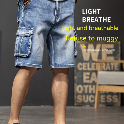 Men's Cargo Denim Jeans Shorts with Multi Pockets