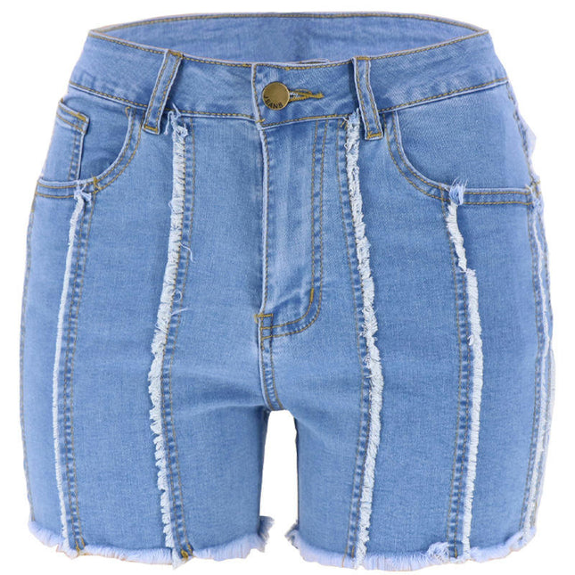 Women Casual High Waisted Denim Shorts Raw Hem Jeans Shorts