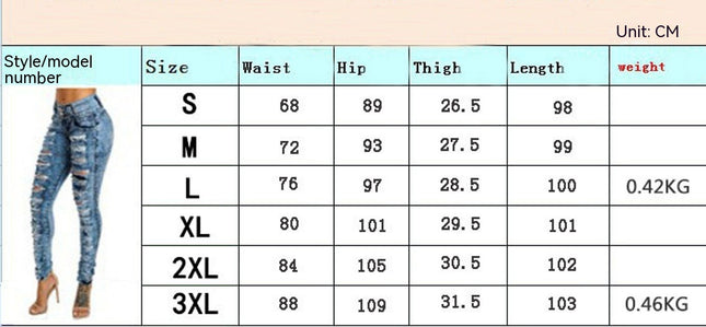 Women's High Rise Skinny Stretch Ripped Jeans High Waist Destroyed Denim Pants