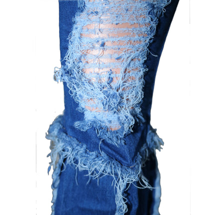 Bell Bottom Jeans for Women Ripped Mid Waisted Ripped Raw Hem Flared Pants
