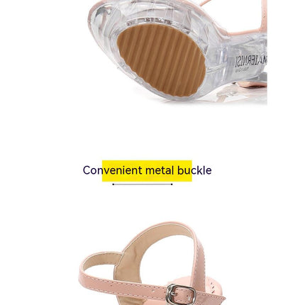 Women's Clear High Heel Transparent Open Toe Ankle-Strap Sandals