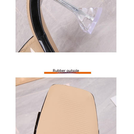 Women's Clear Heels Sandals Slip On High Heeled Dress Shoes