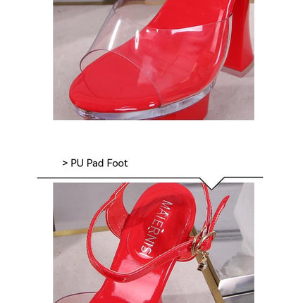 Clear Heels For Women Strappy Platform Sandals Ankle Strap High Heel Dress Shoes