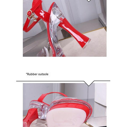 Clear Heels For Women Strappy Platform Sandals Ankle Strap High Heel Dress Shoes