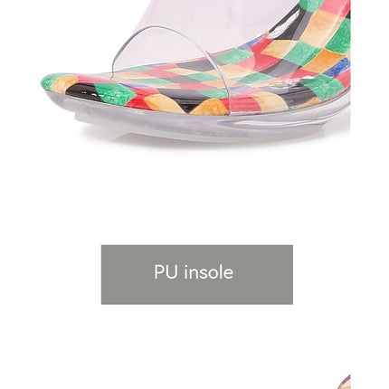 Women's Clear Strap Open Toe Slip On Stiletto Heel Sandals