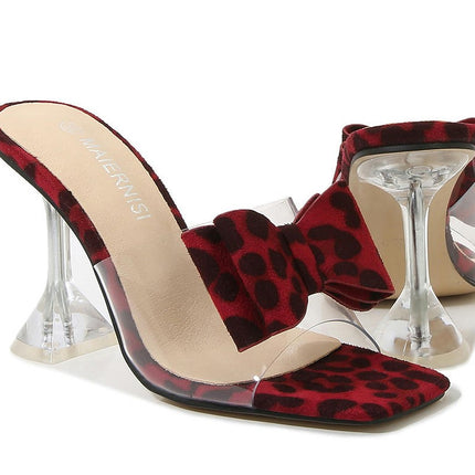 Women's Clear Open Toe Slip On Stiletto Heel Sandals