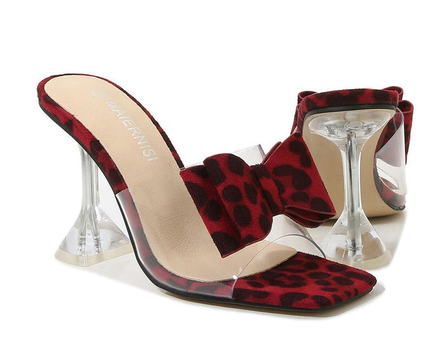 Women's Clear Open Toe Slip On Stiletto Heel Sandals