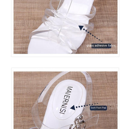 Clear High Heels for Women, Transparent Strappy Open Toe Shoes Heels for Women