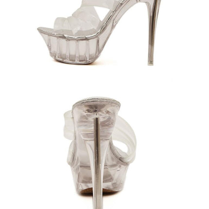 Clear Heels for Women Platform High Heels Sandals Stiletto Open Toe Strap Heeled Sandals