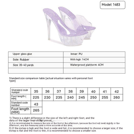 Women's Clear Platform High Heel Sandals Open Toe Slip on Heeled