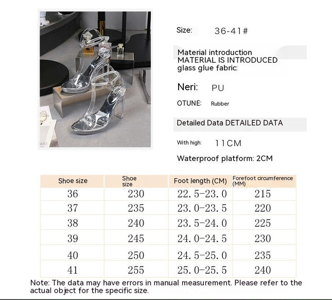 Women's Clear Heels Sandals Open Toe Ankle Strap Block Chunky High Heel Shoes Dress Sandals