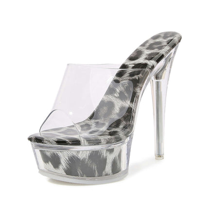 Women's Clear Stiletto High Heel Platform Sandals