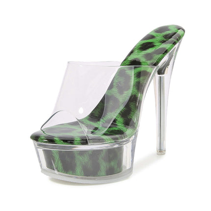 Women's Clear Stiletto High Heel Platform Sandals