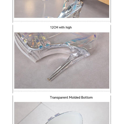 Women's Clear Heels Open Toe Ankle Strap Stiletto Heeled Sandals