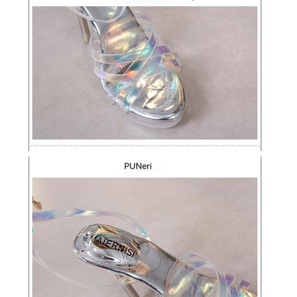 Women's Clear Heels Open Toe Ankle Strap Stiletto Heeled Sandals