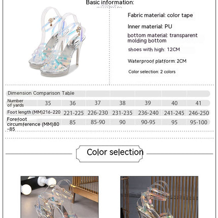 Women's Clear Heels Open Toe Ankle Strap Stiletto Heeled Sandals