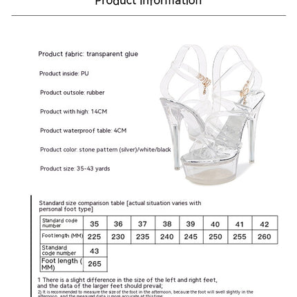Women's Clear Open Toe Ankle Strap High Chunky Heel Sandals