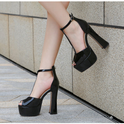 Women's Open Toe Platform Heeled Sandals Ankle Strap Dress Sandals