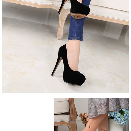 Women's Dress Shoes Suede Platform Stiletto High Heel Pumps Shoes