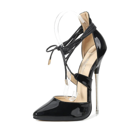 Women's Lace Up Heels Closed Pointed Toe Stiletto High Pumps Dress Shoes
