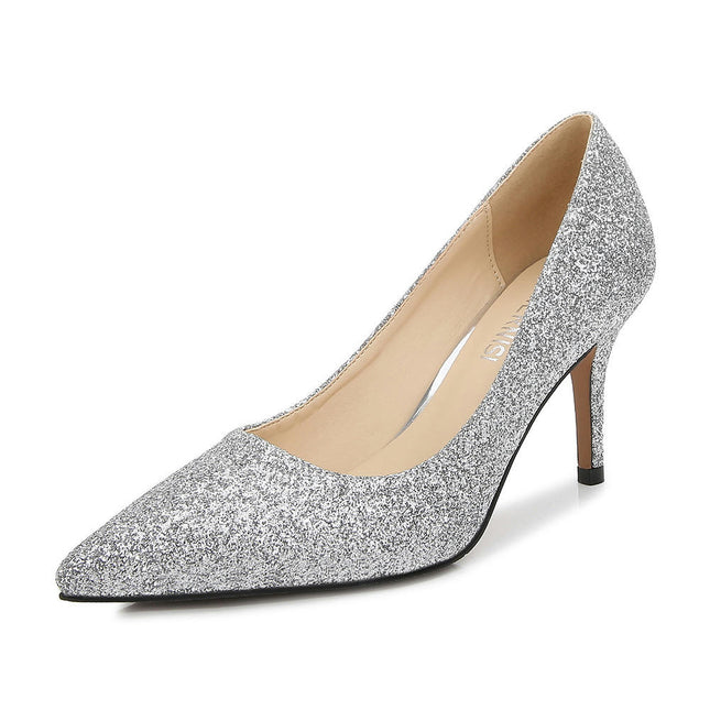 Women's Stiletto High Heels,Closed Pointed Toe Slip On Pumps Dress Shoes
