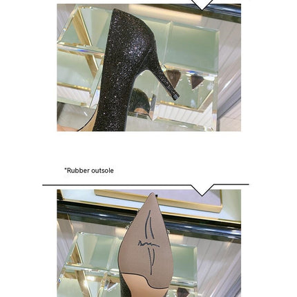 Women Pumps, Pointed Toe High Heel Glitter Stiletto Heels Shoes