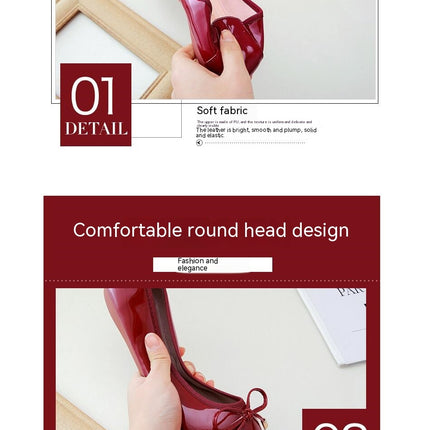 Women's Round Toe Ballet Flats Comfortable Bow Flats Shoes 1