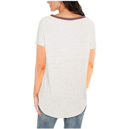 Women's V Neck Tunic Top Short Sleeve Casual Blouses