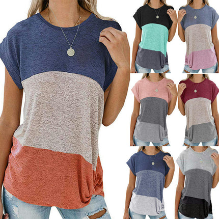 Women's Short Sleeve Round Neck T Shirt Twist Knot Tops Casual Loose Top