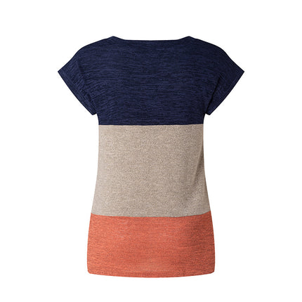 Women's Short Sleeve Round Neck T Shirt Twist Knot Tops Casual Loose Top