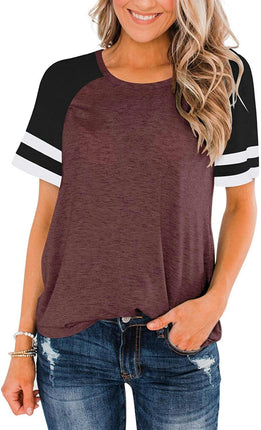 Women's Short Sleeve Round Neck T Shirt Tops Casual Loose Top