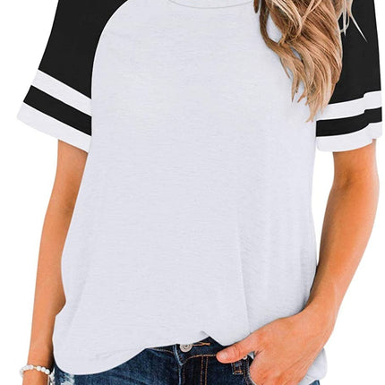 Women's Short Sleeve Round Neck T Shirt Tops Casual Loose Top