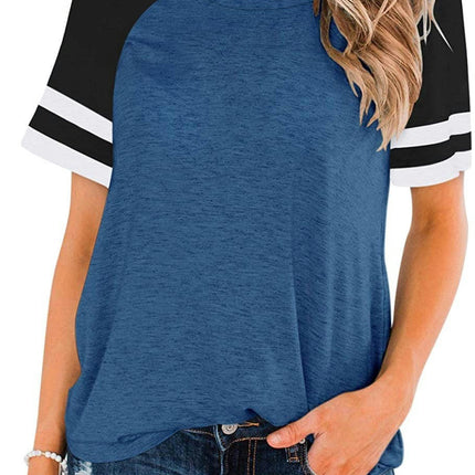 Women's Short Sleeve Round Neck T Shirt Tops Casual Loose Top