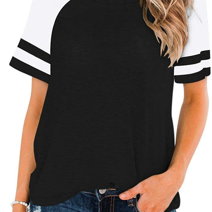 Women's Short Sleeve Round Neck T Shirt Tops Casual Loose Top