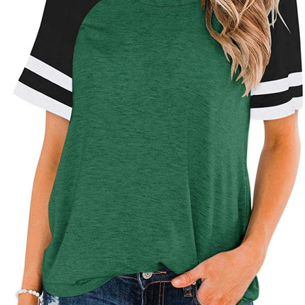 Women's Short Sleeve Round Neck T Shirt Tops Casual Loose Top