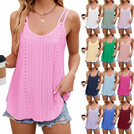 Women's Tank Tops Eyelet Sleeveless Camisole Loose Casual Summer Flowy Shirts
