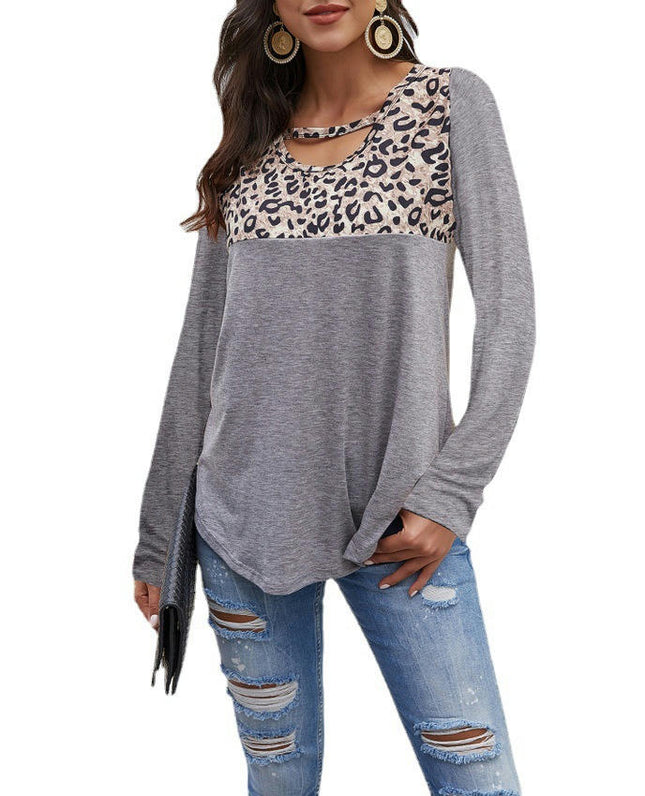 Women's Long Sleeve T Shirt Color Block Pullover Crew Neck Loose Tops