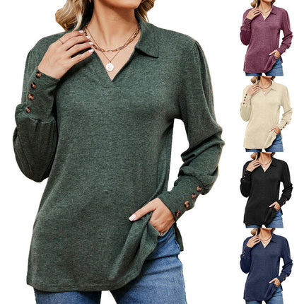 Women's Button Down Shirts Long Sleeve Casual Tops Lapel Blouse T Shirts