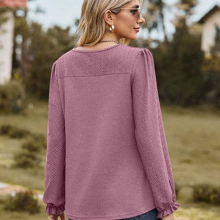 Women's Puff Long Sleeve Tunic Tops Crew Neck Casual Loose T-Shirts