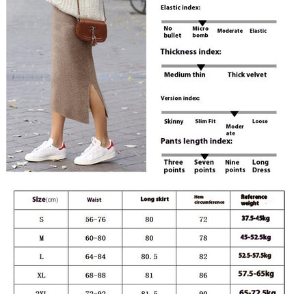 Women's High Waist Pencil Skirts Stretchy Bodycon Side Slit Midi Skirt