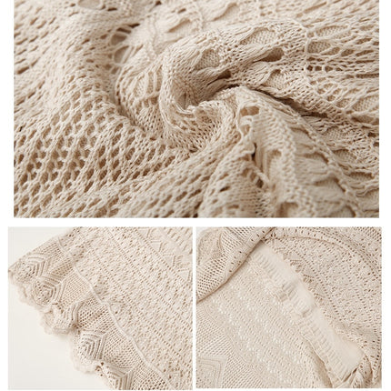 Women's Stretched High Waist Hollow Out Knit Flowy Lace Maxi Skirt