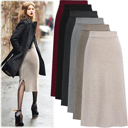 Women's Solid Basic Below Knee Stretchy Pencil Skirt