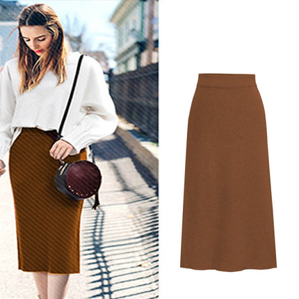 Women's Solid Basic Below Knee Stretchy Pencil Skirt