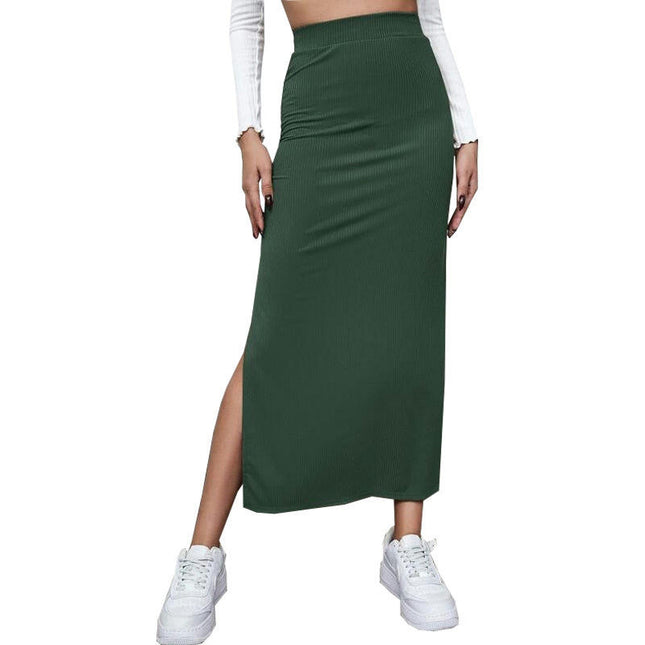 Women's Bodycon High Waist Stretchy Solid Side Slit Pencil Skirts