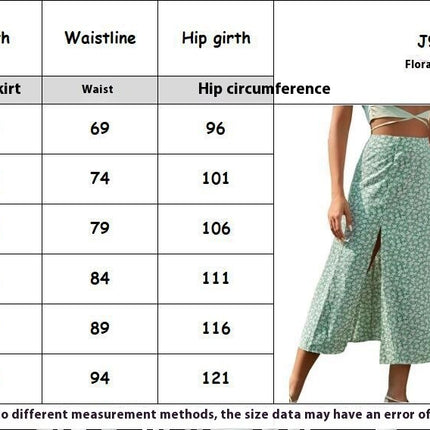 Women's Boho Floral High Waist Split A Line Midi Skirt